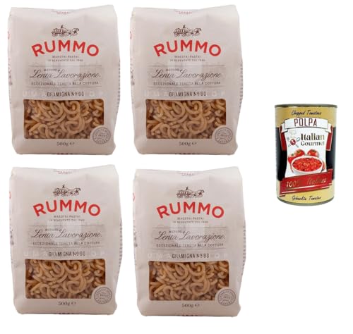 Rummo Gramigna N°98 Pasta Lenta Lavorazione Teigwaren aus Hartweizengrieß Bronze-Zeichnung 4x 500gr + Italian Gourmet polpa 400g Rummo Gramigna N°98 Pasta Lenta Lavorazione Teigwaren aus Hartweizengrieß Bronze-Zeichnung 4x 500gr + Italian Gourmet polpa 400g von Italian Gourmet E.R.