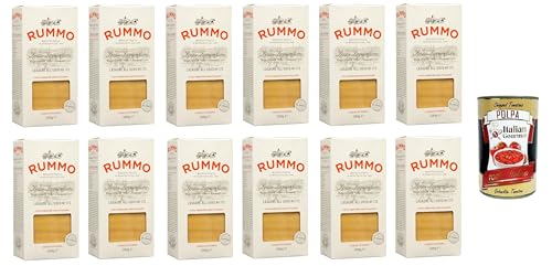 Rummo Lasagne all'uovo n.173 Bronze Gezeichnete, Pasta mit ei, Eierpaste 12x Packungen mit 500 g + Italian Gourmet polpa 400g von Italian Gourmet E.R.