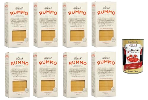 Rummo Lasagne all'uovo n.173 Bronze Gezeichnete, Pasta mit ei, Eierpaste 8x Packungen mit 500 g + Italian Gourmet polpa 400g von Italian Gourmet E.R.