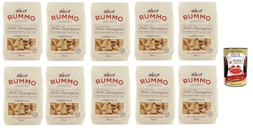 Rummo Le Leggendarie Calamarata № 141 Pasta Lenta Lavorazione Teigwaren aus Hartweizengrieß Bronze-Zeichnung 10x 500g + Italian Gourmet polpa 400g von Italian Gourmet E.R.