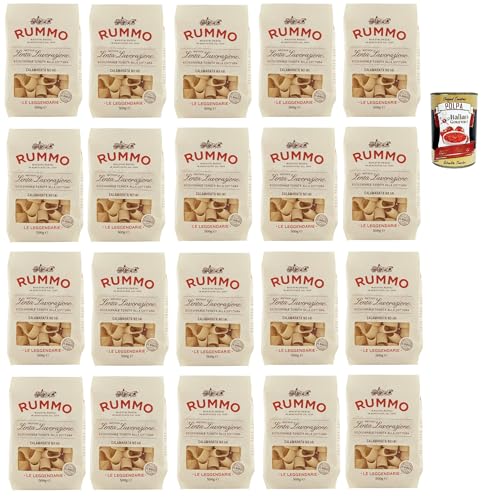 Rummo Le Leggendarie Calamarata № 141 Pasta Lenta Lavorazione Teigwaren aus Hartweizengrieß Bronze-Zeichnung 20x 500g + Italian Gourmet polpa 400g von Italian Gourmet E.R.