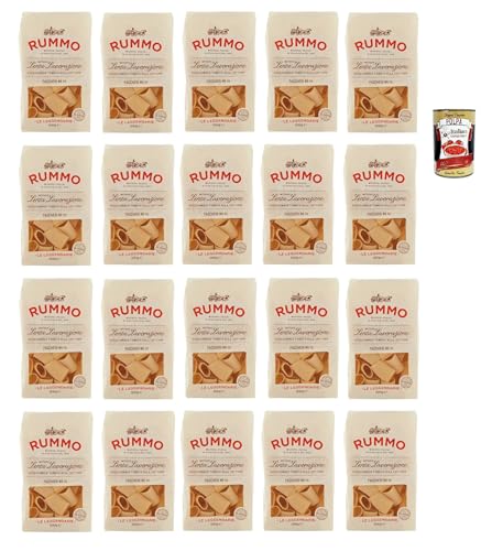 Rummo Le Leggendarie Paccheri Lisci № 111, Pasta Lenta Lavorazione Teigwaren aus Hartweizengrieß Bronze-Zeichnung 20x 500g + Italian Gourmet polpa 400g von Italian Gourmet E.R.