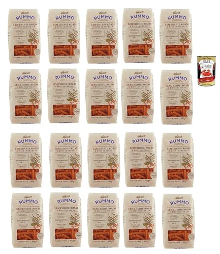 Rummo Lenticchie Rosse e Riso Integrale Maccheroncelli N° 7, Rote Linsen und reis pasta, Gluten frei, gluten free 20x 300g + Italian Gourmet polpa 400g von Italian Gourmet E.R.