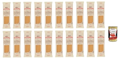 Rummo Linguine N° 13 Pasta Lenta Lavorazione Teigwaren aus Hartweizengrieß Bronze-Zeichnung 20x 500g + Italian Gourmet polpa 400g von Italian Gourmet E.R.