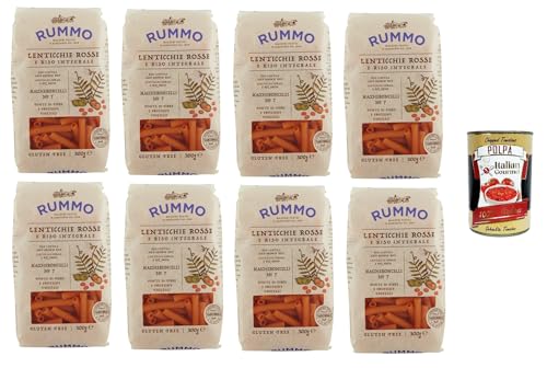 Rummo Maccheroncelli N° 7 Glutenfreie Pasta aus roten Linsen und braunem Reis. 8 x 300 g + Italian Gourmet polpa 400g Rummo Maccheroncelli N° 7 Glutenfreie Pasta aus roten Linsen und braunem Reis. 8 x 300 g + Italian Gourmet polpa 400g von Italian Gourmet E.R.