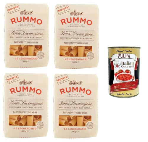 Rummo Paccherotti N°168 Le Leggendarie Pasta Lenta Lavorazione Teigwaren aus Hartweizengrieß Bronze-Zeichnung 4x 500gr + Italian Gourmet polpa 400g Rummo Paccherotti N°168 Le Leggendarie Pasta Lenta Lavorazione Teigwaren aus Hartweizengrieß Bronze-Zeichnung 4x 500gr + Italian Gourmet polpa 400g von Italian Gourmet E.R.