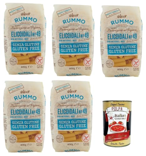 Rummo Pasta Elicoidali n. 49 senza Glutine, gluten free, 100% italienische Pasta nudeln glutenfrei 5x 400g + Italian Gourmet polpa 400g von Italian Gourmet E.R.