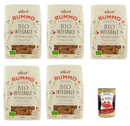 Rummo Pasta Integrale Fusilli N° 48, Vollkornnudeln Nudeln Vollkorn Italienische Pasta 5x 500g + Italian Gourmet polpa 400g Rummo Pasta Integrale Fusilli N° 48, Vollkornnudeln Nudeln Vollkorn Italienische Pasta 5x 500g + Italian Gourmet polpa 400g von Italian Gourmet E.R.