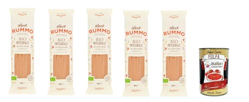 Rummo Pasta Integrale Linguine N° 13, Vollkornnudeln Nudeln Vollkorn Italienische Pasta 5x 500g + Italian Gourmet polpa 400g von Italian Gourmet E.R.