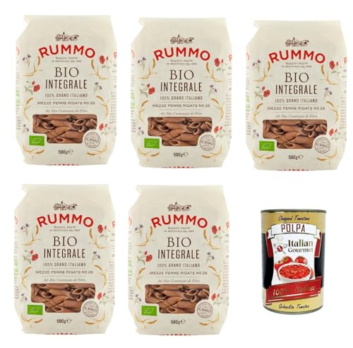 Rummo Pasta Integrale Mezze Penne Rigate N° 28, Vollkornnudeln Nudeln Vollkorn Italienische Pasta 5x 500g + Italian Gourmet polpa 400g Rummo Pasta Integrale Mezze Penne Rigate N° 28, Vollkornnudeln Nudeln Vollkorn Italienische Pasta 5x 500g + Italian Gourmet polpa 400g von Italian Gourmet E.R.
