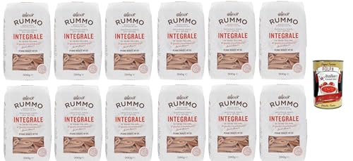 Rummo Pasta Integrale Penne Rigate N°66,Vollkornnudeln Nudeln Vollkorn Italienische Pasta 12x 500g + Italian Gourmet polpa 400g von Italian Gourmet E.R.