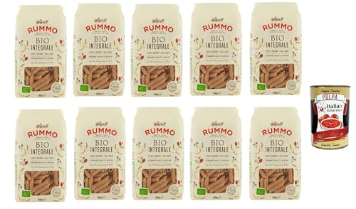 Rummo Pasta Integrale Penne rigate N° 66, Vollkornnudeln Nudeln Vollkorn Italienische Pasta 10x 500g + Italian Gourmet polpa 400g von Italian Gourmet E.R.