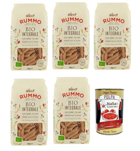 Rummo Pasta Integrale Penne rigate N° 66, Vollkornnudeln Nudeln Vollkorn Italienische Pasta 5x 500g + Italian Gourmet polpa 400g Rummo Pasta Integrale Penne rigate N° 66, Vollkornnudeln Nudeln Vollkorn Italienische Pasta 5x 500g + Italian Gourmet polpa 400g von Italian Gourmet E.R.