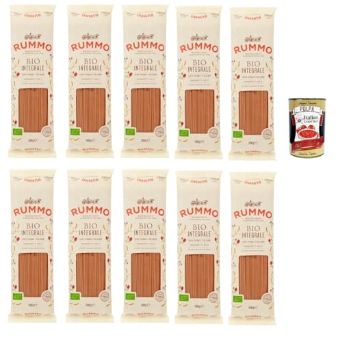 Rummo Pasta Integrale Spaghetti N° 3, Vollkornnudeln Nudeln Vollkorn Italienische Pasta 10x 500g + Italian Gourmet polpa 400g von Italian Gourmet E.R.