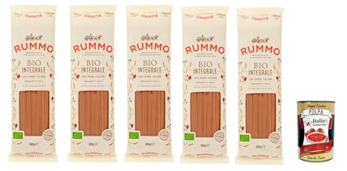 Rummo Pasta Integrale Spaghetti N° 3, Vollkornnudeln Nudeln Vollkorn Italienische Pasta 5x 500g + Italian Gourmet polpa 400g von Italian Gourmet E.R.