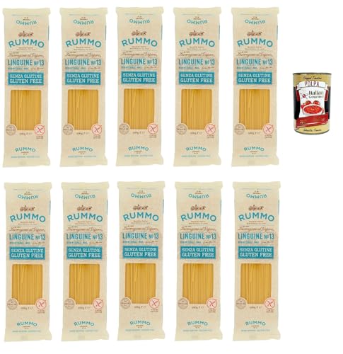 Rummo Pasta Linguine N° 13 senza Glutine, gluten free, 100% italienische Pasta nudeln glutenfrei 10x 400g + Italian Gourmet polpa 400g von Italian Gourmet E.R.