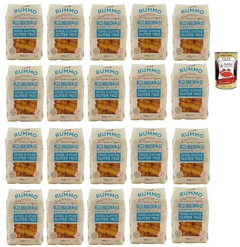 Rummo Pasta Mezzi Rigatoni N° 51 senza Glutine, gluten free, 100% italienische Pasta nudeln glutenfrei 20x 400g + Italian Gourmet polpa 400g von Italian Gourmet E.R.