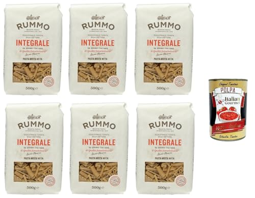 Rummo Pasta Mista Integrale N°74, Vollkornnudeln Nudeln Vollkorn Italienische Pasta 6x 500g + Italian Gourmet polpa 400g von Italian Gourmet E.R.