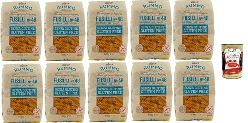 Rummo Pasta Nudeln Glutenfreie Fusilli N° 48, Bronze Gezeichnete gluteinfrei, perfekt für Menschen mit Zöliakie oder Glutenunverträglichkeit, 10x 400 g + Italian Gourmet polpa 400g Rummo Pasta Nudeln Glutenfreie Fusilli N° 48, Bronze Gezeichnete gluteinfrei, perfekt für Menschen mit Zöliakie oder Glutenunverträglichkeit, 10x 400 g + Italian Gourmet polpa 400g von Italian Gourmet E.R.