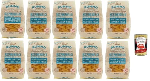 Rummo Pasta Nudeln Glutenfreie Mezze Penne Rigate, Bronze Gezeichnete gluteinfrei, perfekt für Menschen mit Zöliakie oder Glutenunverträglichkeit, 10x 400 g + Italian Gourmet polpa 400g Rummo Pasta Nudeln Glutenfreie Mezze Penne Rigate, Bronze Gezeichnete gluteinfrei, perfekt für Menschen mit Zöliakie oder Glutenunverträglichkeit, 10x 400 g + Italian Gourmet polpa 400g von Italian Gourmet E.R.