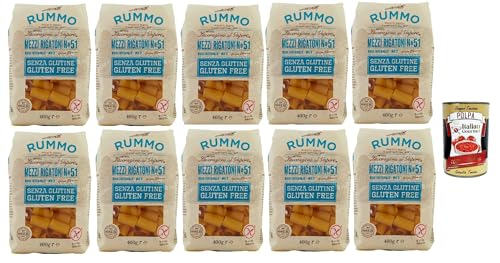 Rummo Pasta Nudeln Glutenfreie Mezzi Rigatoni N° 51, Bronze Gezeichnete gluteinfrei, perfekt für Menschen mit Zöliakie oder Glutenunverträglichkeit, 10x 400 g + Italian Gourmet polpa 400g Rummo Pasta Nudeln Glutenfreie Mezzi Rigatoni N° 51, Bronze Gezeichnete gluteinfrei, perfekt für Menschen mit Zöliakie oder Glutenunverträglichkeit, 10x 400 g + Italian Gourmet polpa 400g von Italian Gourmet E.R.