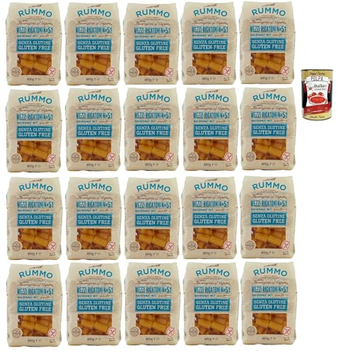 Rummo Pasta Nudeln Glutenfreie Mezzi Rigatoni N° 51, Bronze Gezeichnete gluteinfrei, perfekt für Menschen mit Zöliakie oder Glutenunverträglichkeit, 20x 400 g + Italian Gourmet polpa 400g Rummo Pasta Nudeln Glutenfreie Mezzi Rigatoni N° 51, Bronze Gezeichnete gluteinfrei, perfekt für Menschen mit Zöliakie oder Glutenunverträglichkeit, 20x 400 g + Italian Gourmet polpa 400g von Italian Gourmet E.R.