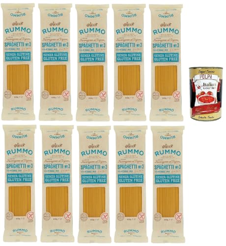 Rummo Pasta Nudeln Glutenfreie Spaghetti, Bronze Gezeichnete gluteinfrei, perfekt für Menschen mit Zöliakie oder Glutenunverträglichkeit, 10x 400 g + Italian Gourmet polpa 400g Rummo Pasta Nudeln Glutenfreie Spaghetti, Bronze Gezeichnete gluteinfrei, perfekt für Menschen mit Zöliakie oder Glutenunverträglichkeit, 10x 400 g + Italian Gourmet polpa 400g von Italian Gourmet E.R.
