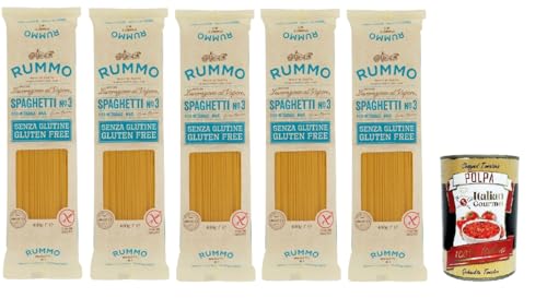 Rummo Pasta Nudeln Glutenfreie Spaghetti, Bronze Gezeichnete gluteinfrei, perfekt für Menschen mit Zöliakie oder Glutenunverträglichkeit, 5x 400 g + Italian Gourmet polpa 400g Rummo Pasta Nudeln Glutenfreie Spaghetti, Bronze Gezeichnete gluteinfrei, perfekt für Menschen mit Zöliakie oder Glutenunverträglichkeit, 5x 400 g + Italian Gourmet polpa 400g von Italian Gourmet E.R.