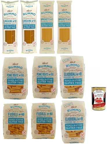 Rummo Pasta Nudeln Glutenfreie Testpaket, Bronze Gezeichnete gluteinfrei, perfekt für Menschen mit Zöliakie oder Glutenunverträglichkeit, 10x 400 g + Italian Gourmet polpa 400g Rummo Pasta Nudeln Glutenfreie Testpaket, Bronze Gezeichnete gluteinfrei, perfekt für Menschen mit Zöliakie oder Glutenunverträglichkeit, 10x 400 g + Italian Gourmet polpa 400g von Italian Gourmet E.R.
