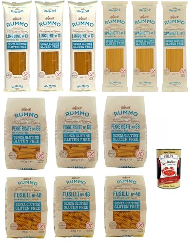 Rummo Pasta Nudeln Glutenfreie Testpaket, Bronze Gezeichnete gluteinfrei, perfekt für Menschen mit Zöliakie oder Glutenunverträglichkeit, 12x 400 g + Italian Gourmet polpa 400g Rummo Pasta Nudeln Glutenfreie Testpaket, Bronze Gezeichnete gluteinfrei, perfekt für Menschen mit Zöliakie oder Glutenunverträglichkeit, 12x 400 g + Italian Gourmet polpa 400g von Italian Gourmet E.R.