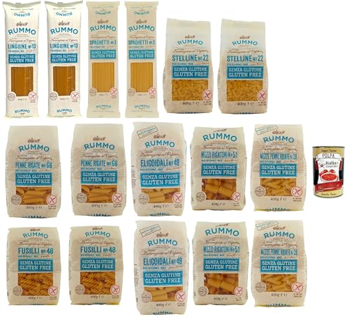 Rummo Pasta Nudeln Glutenfreie Testpaket, Bronze Gezeichnete gluteinfrei, perfekt für Menschen mit Zöliakie oder Glutenunverträglichkeit, 16x 400 g + Italian Gourmet polpa 400g Rummo Pasta Nudeln Glutenfreie Testpaket, Bronze Gezeichnete gluteinfrei, perfekt für Menschen mit Zöliakie oder Glutenunverträglichkeit, 16x 400 g + Italian Gourmet polpa 400g von Italian Gourmet E.R.