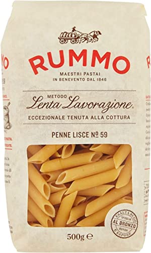 Rummo Pasta Penne Lisce n°59 Teigwaren aus Hartweizengrieß Bronzepaste 500g Packung von Italian Gourmet E.R.