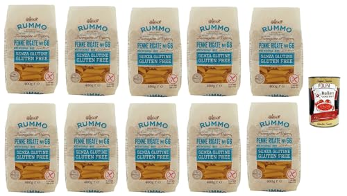 Rummo Pasta Penne Rigate N° 66 senza Glutine, gluten free, 100% italienische Pasta nudeln glutenfrei 10x 400g + Italian Gourmet polpa 400g von Italian Gourmet E.R.