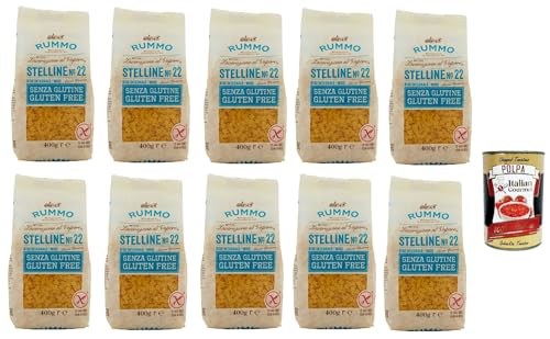 Rummo Pasta Stelline N° 22 senza Glutine, gluten free, 100% italienische Pasta nudeln glutenfrei 10x 400g + Italian Gourmet polpa 400g von Italian Gourmet E.R.