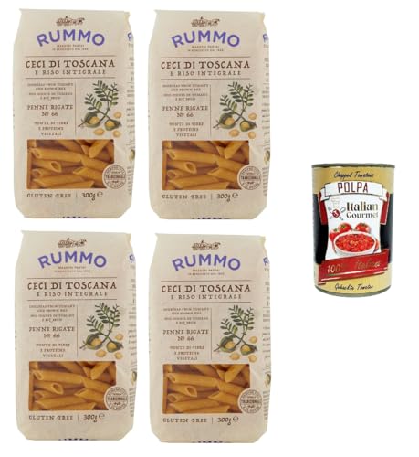 Rummo Penne Rigate N°66 Glutenfreie Pasta mit toskanischen Kichererbsen und braunem Reis 4x 300gr + Italian Gourmet polpa 400g Rummo Penne Rigate N°66 Glutenfreie Pasta mit toskanischen Kichererbsen und braunem Reis 4x 300gr + Italian Gourmet polpa 400g von Italian Gourmet E.R.