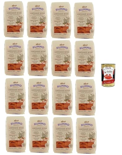 Rummo Pennette Rigate N°70 Glutenfreie Pasta mit Linsen und braunem Reis 16x 300gr + Italian Gourmet polpa 400g von Italian Gourmet E.R.