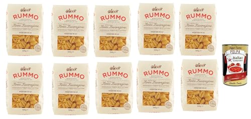 Rummo Radiatori N° 137 Pasta Lenta Lavorazione Teigwaren aus Hartweizengrieß Bronze-Zeichnung 10x 500g + Italian Gourmet polpa 400g von Italian Gourmet E.R.