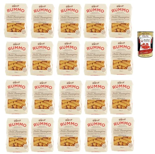 Rummo Rigatoni n° 50 Pasta Lenta Lavorazione Teigwaren aus Hartweizengrieß Bronze-Zeichnung 20x 500g + Italian Gourmet polpa 400g von Italian Gourmet E.R.