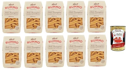 Rummo Sedani n° 68 Pasta Lenta Lavorazione Teigwaren aus Hartweizengrieß Bronze-Zeichnung 10x 500g + Italian Gourmet polpa 400g von Italian Gourmet E.R.