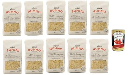 Rummo Semi di Orzo n° 27 Pasta Lenta Lavorazione Teigwaren aus Hartweizengrieß Bronze-Zeichnung 10x 500g + Italian Gourmet polpa 400g von Italian Gourmet E.R.