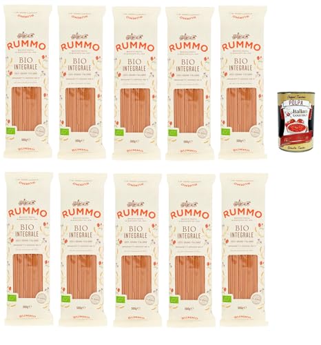 Rummo Spaghetti Grossi N° 5 Pasta Lenta Lavorazione Teigwaren aus Hartweizengrieß Bronze-Zeichnung 10x 500g + Italian Gourmet polpa 400g von Italian Gourmet E.R.