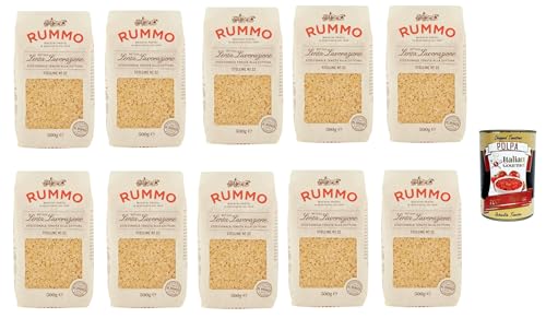 Rummo Stelline N°22 Pasta Lenta Lavorazione Teigwaren aus Hartweizengrieß Bronze-Zeichnung 10x 500g + Italian Gourmet polpa 400g von Italian Gourmet E.R.