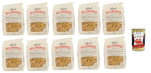 Rummo Tubetti rigati n° 72 Pasta Lenta Lavorazione Teigwaren aus Hartweizengrieß Bronze-Zeichnung 10x 500g + Italian Gourmet polpa 400g von Italian Gourmet E.R.