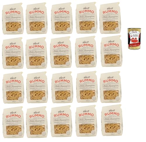 Rummo Tubetti rigati n° 72 Pasta Lenta Lavorazione Teigwaren aus Hartweizengrieß Bronze-Zeichnung 20x 500g + Italian Gourmet polpa 400g von Italian Gourmet E.R.