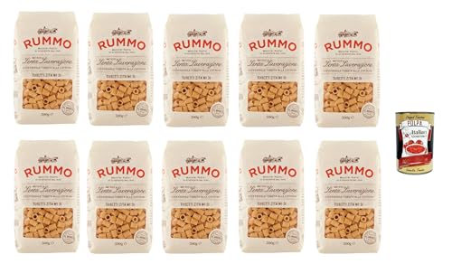 Rummo Tubetti zita n° 31 Pasta Lenta Lavorazione Teigwaren aus Hartweizengrieß Bronze-Zeichnung 10x 500g + Italian Gourmet polpa 400g von Italian Gourmet E.R.