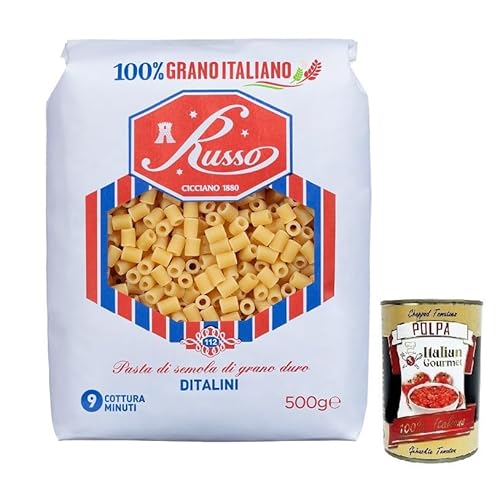 Russo Ditalini N°112 Hartweizengrieß Pasta,100% Italienischer Weizen,500g-Packung + Italian Gourmet Polpa di Pomodoro 400g Dose Russo Ditalini N°112 Hartweizengrieß Pasta,100% Italienischer Weizen,500g-Packung + Italian Gourmet Polpa di Pomodoro 400g Dose von Italian Gourmet E.R.