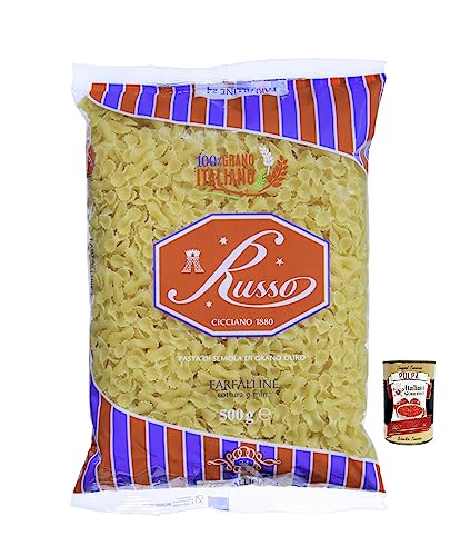 Russo Farfalline N°24 Hartweizengrieß Pasta,100% Italienischer Weizen,500g-Packung + Italian Gourmet Polpa di Pomodoro 400g Dose von Italian Gourmet E.R.