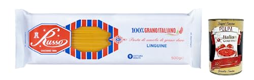 Russo Linguine N°80 Hartweizengrieß Pasta,100% Italienischer Weizen,500g-Packung + Italian Gourmet Polpa di Pomodoro 400g Dose von Italian Gourmet E.R.