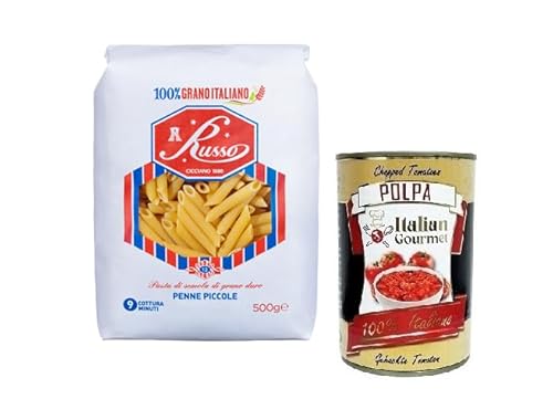 Russo Penne Piccole N°12 Hartweizengrieß Pasta,100% Italienischer Weizen,500g-Packung + Italian Gourmet Polpa di Pomodoro 400g Dose Russo Penne Piccole N°12 Hartweizengrieß Pasta,100% Italienischer Weizen,500g-Packung + Italian Gourmet Polpa di Pomodoro 400g Dose von Italian Gourmet E.R.