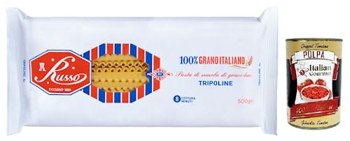 Russo Tripoline N°82 Hartweizengrieß Pasta,100% Italienischer Weizen,500g-Packung + Italian Gourmet Polpa di Pomodoro 400g Dose von Italian Gourmet E.R.